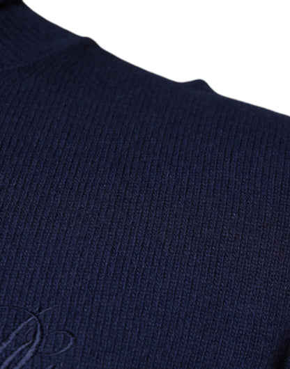 Dolce & Gabbana Blue Wool Knit Turtleneck Pullover Sweater