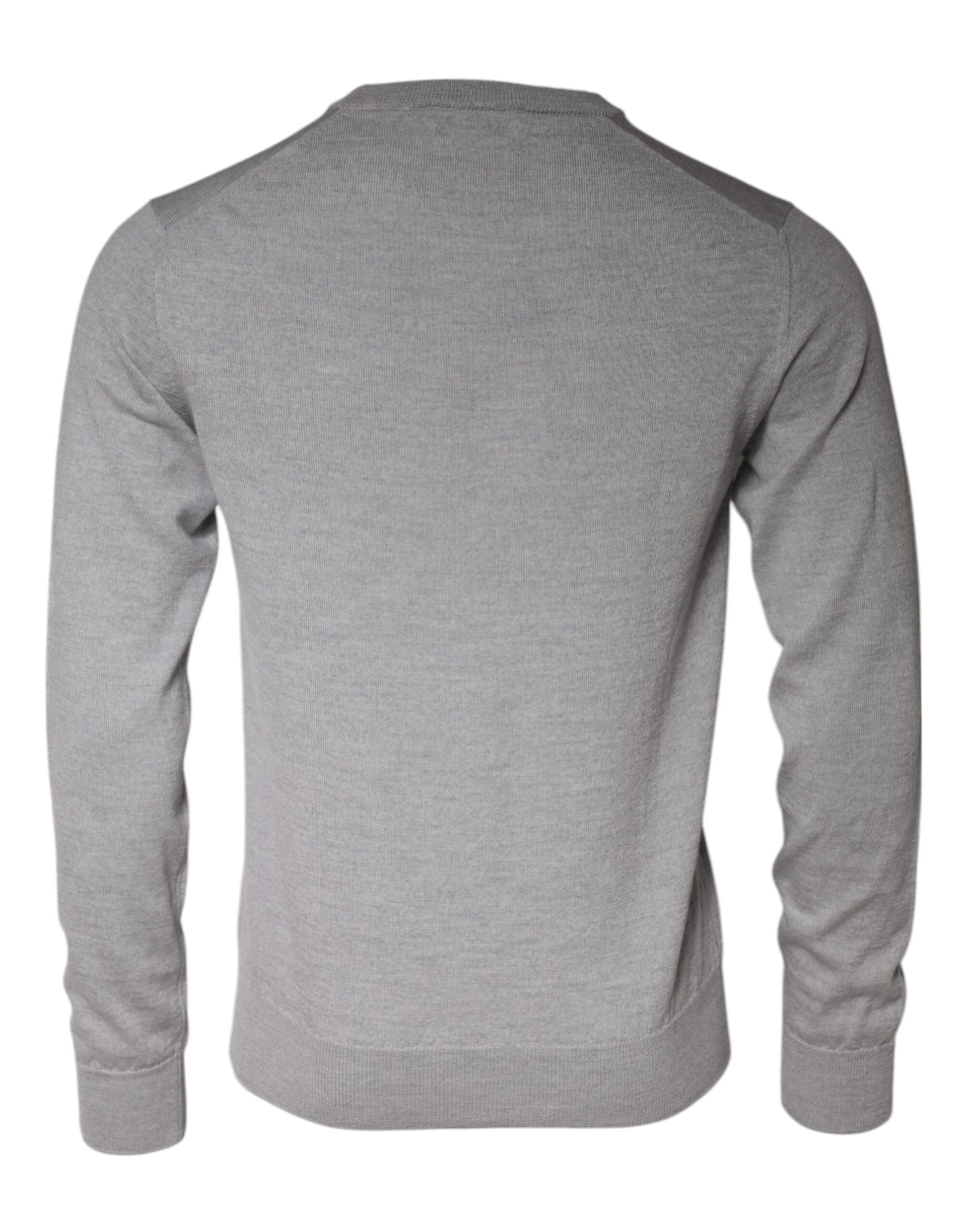 Dolce & Gabbana Light Gray Wool Crew Neck Pullover Sweater