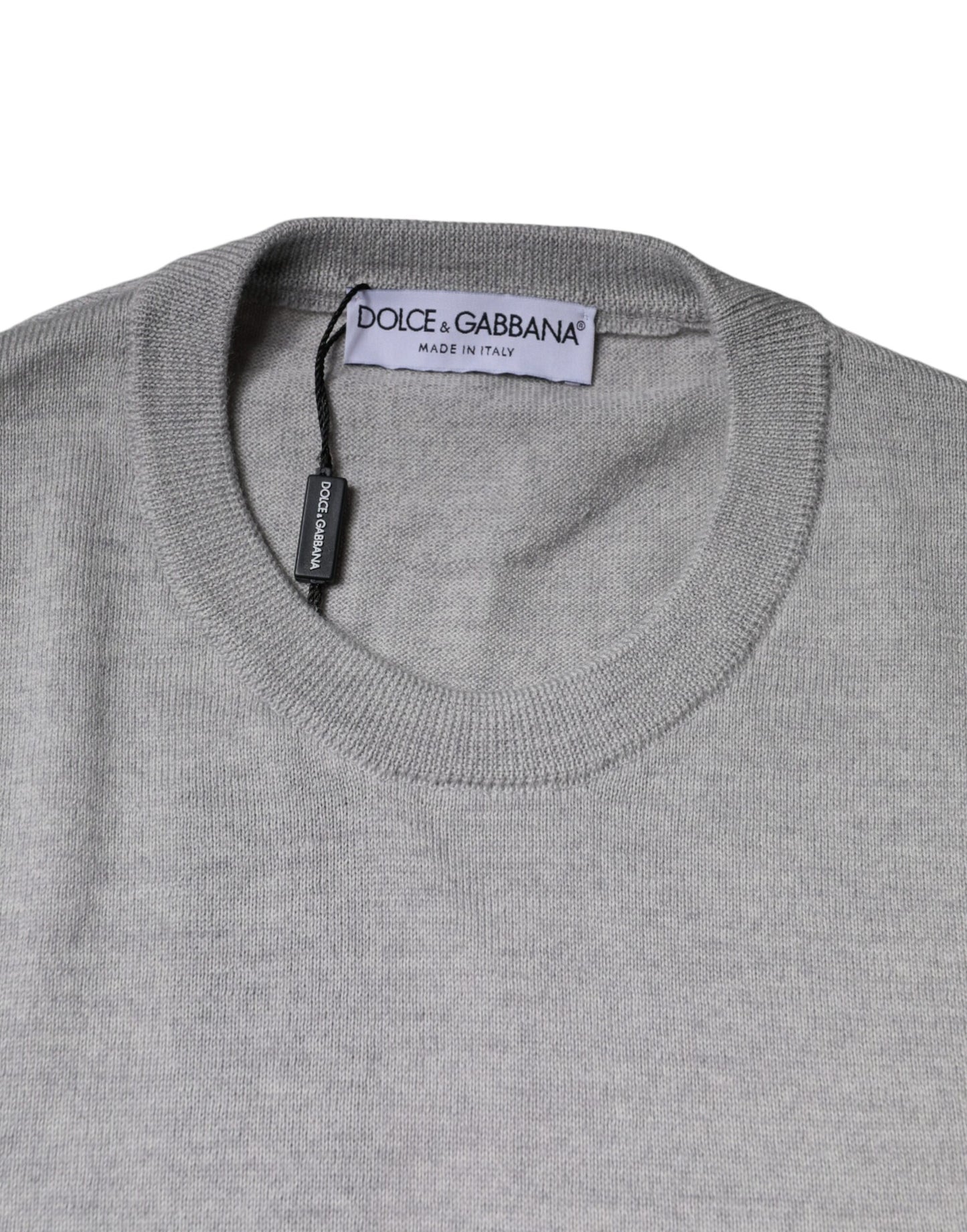 Dolce & Gabbana Light Gray Wool Crew Neck Pullover Sweater