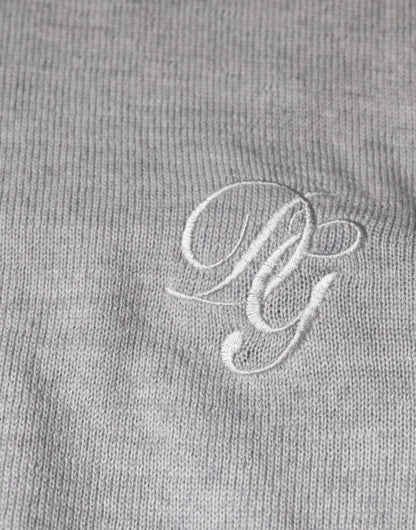 Dolce & Gabbana Light Gray Wool Crew Neck Pullover Sweater