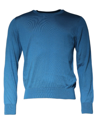 Dolce & Gabbana Blue Long Sleeve Crew Neck Pullover Sweater