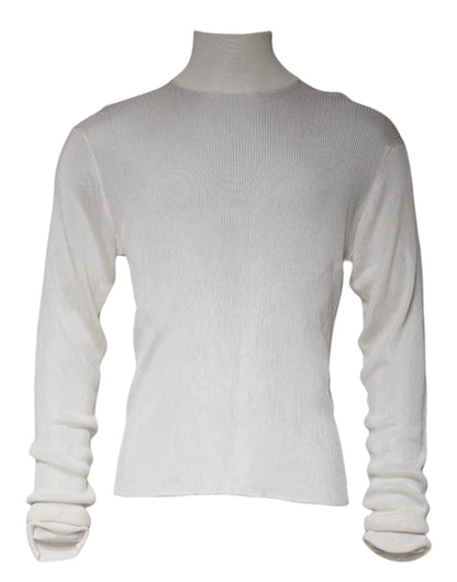 Dolce & Gabbana White Long Sleeve Turtleneck Men Pullover Sweater