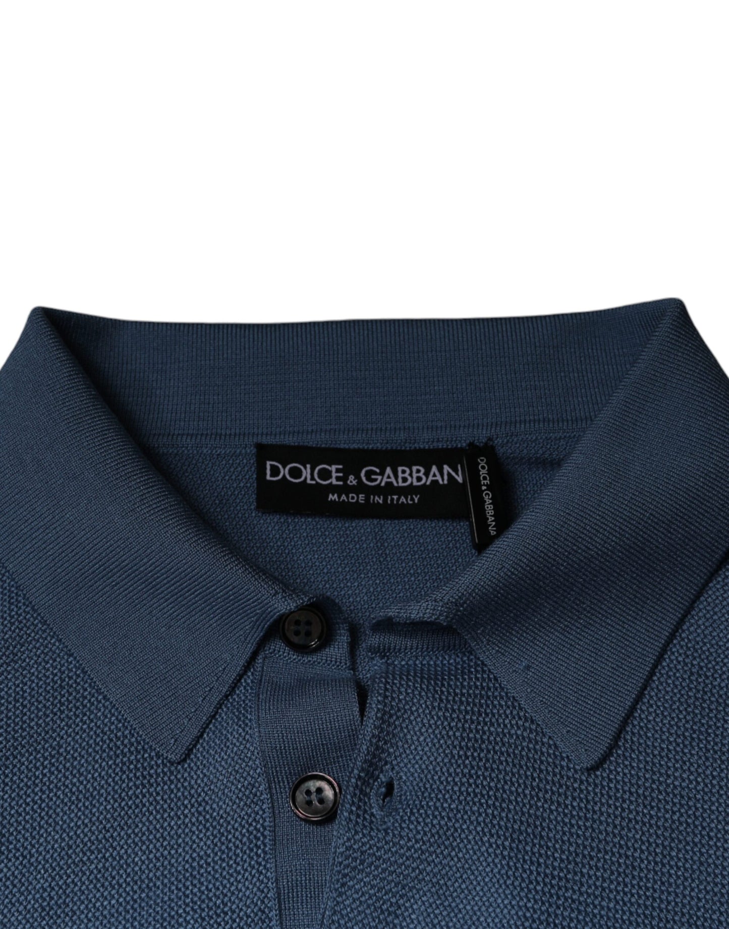 Dolce & Gabbana Sky Blue Silk Collared Men Pullover Sweater