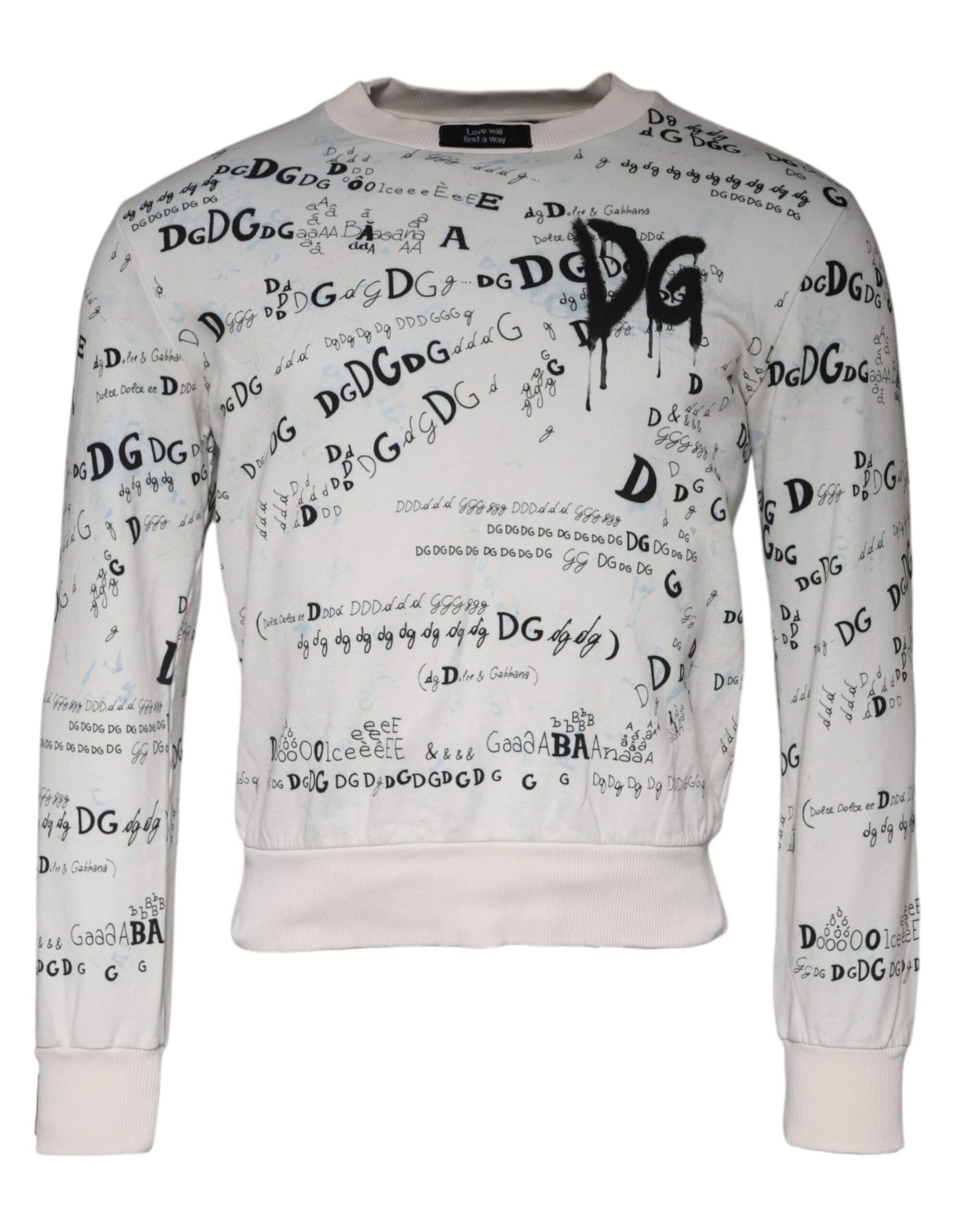 Dolce & Gabbana White DG Logo Cotton Men Sweatshirt Sweater