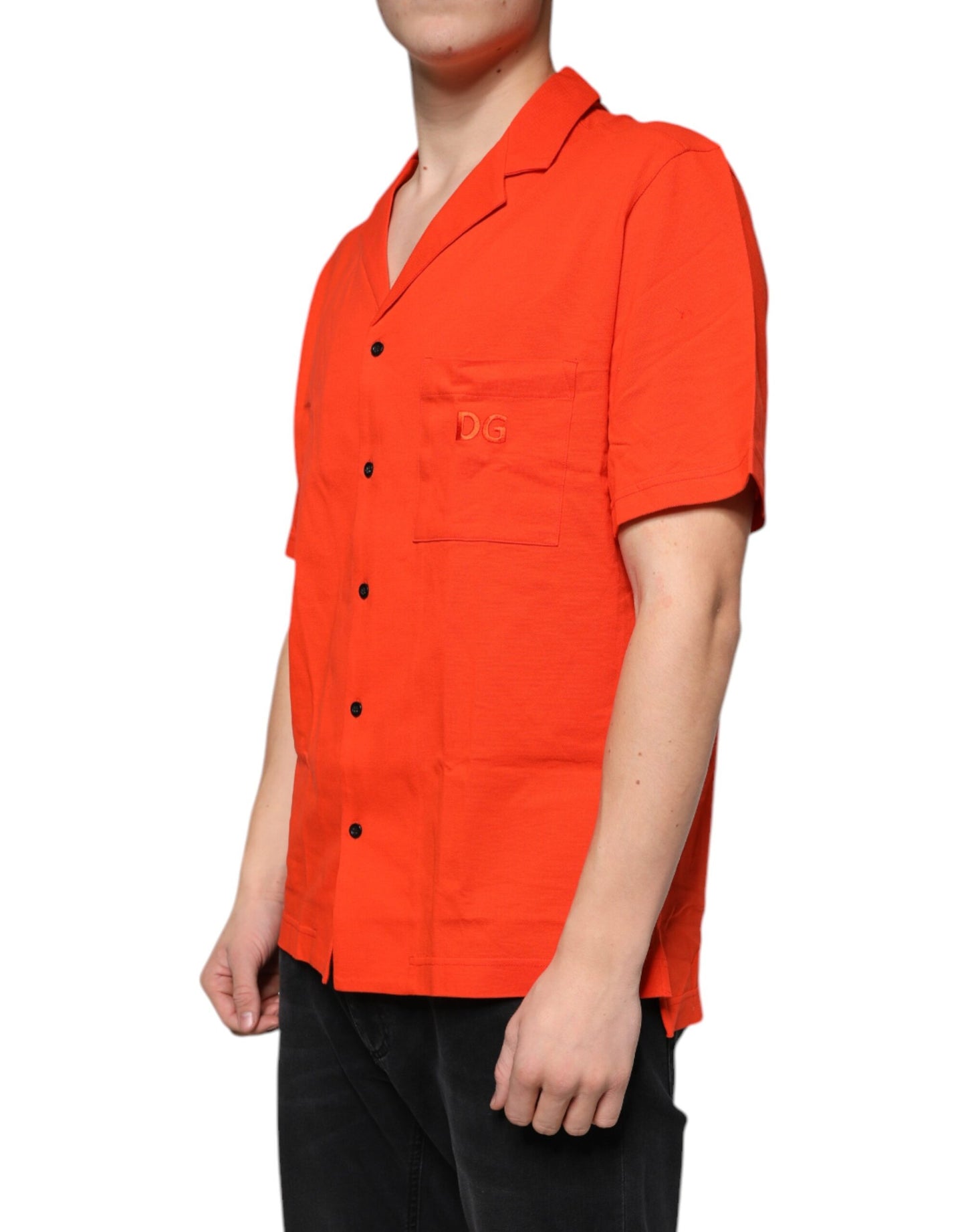 Dolce & Gabbana Orange Cotton Button Down Casual Polo Shirt