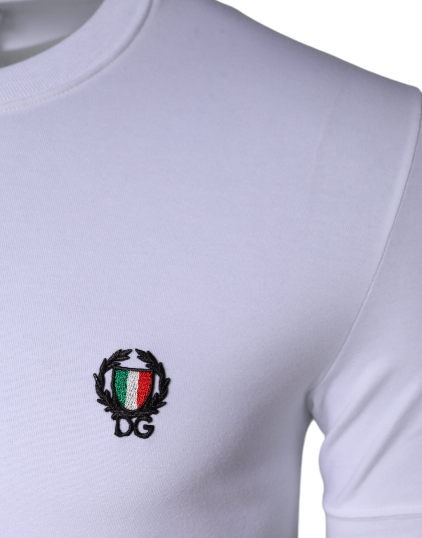 Dolce & Gabbana White Logo Cotton Crew Neck T-shirt