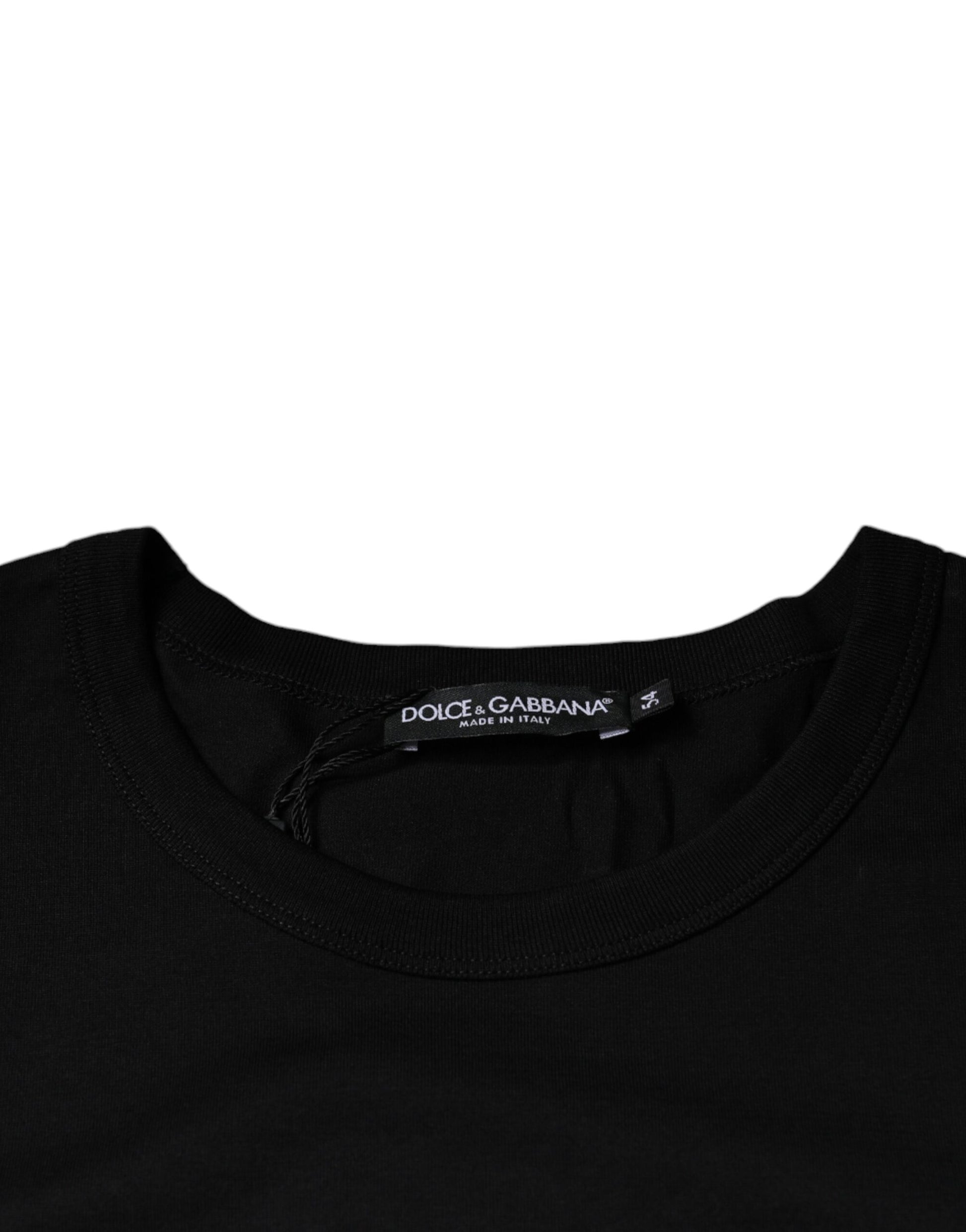 Dolce & Gabbana Black Cotton Shorts Sleeves Crewneck T-shirt