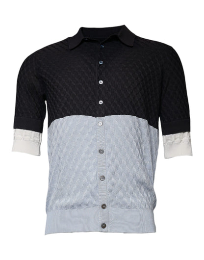 Dolce & Gabbana Multicolor Silk Button Down Collared T-shirt