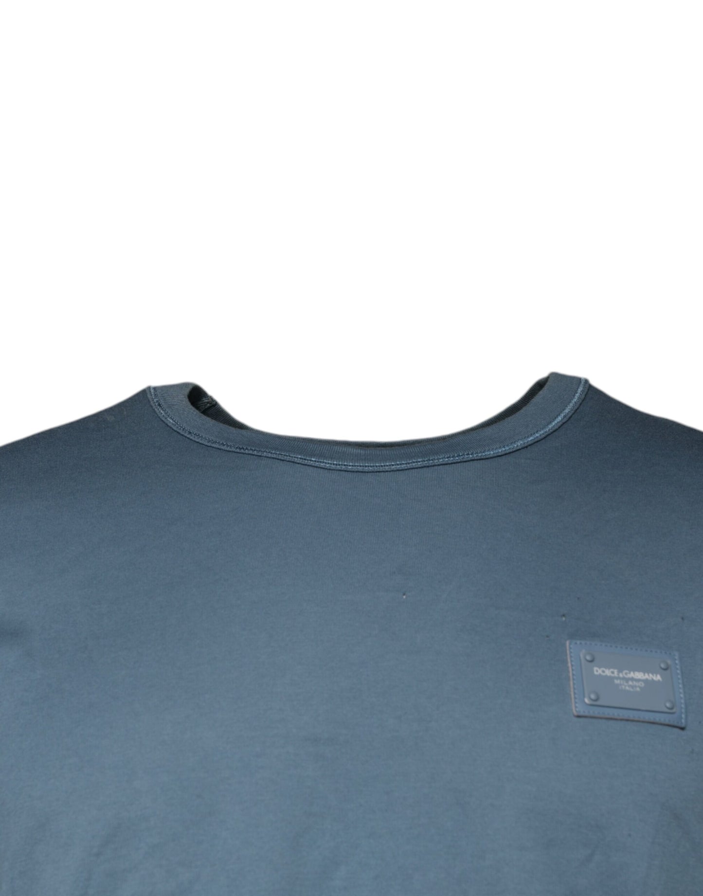 Dolce & Gabbana Blue Cotton Round Neck Short Sleeve T-shirt