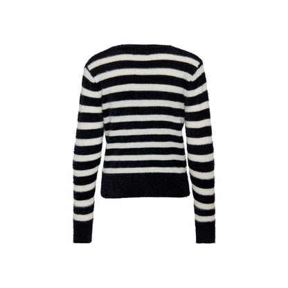 Only Black And White Polyester Sweater