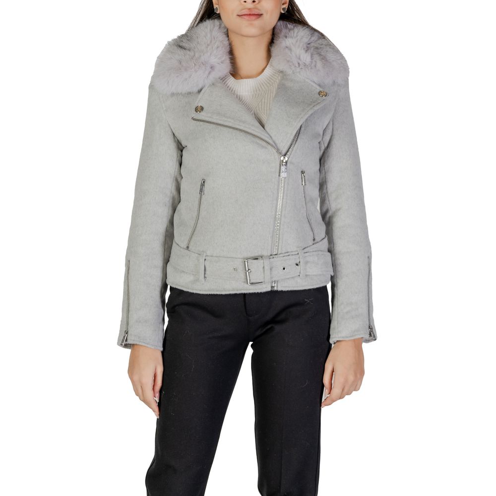 Guess Gray Polyester Jackets & Coat