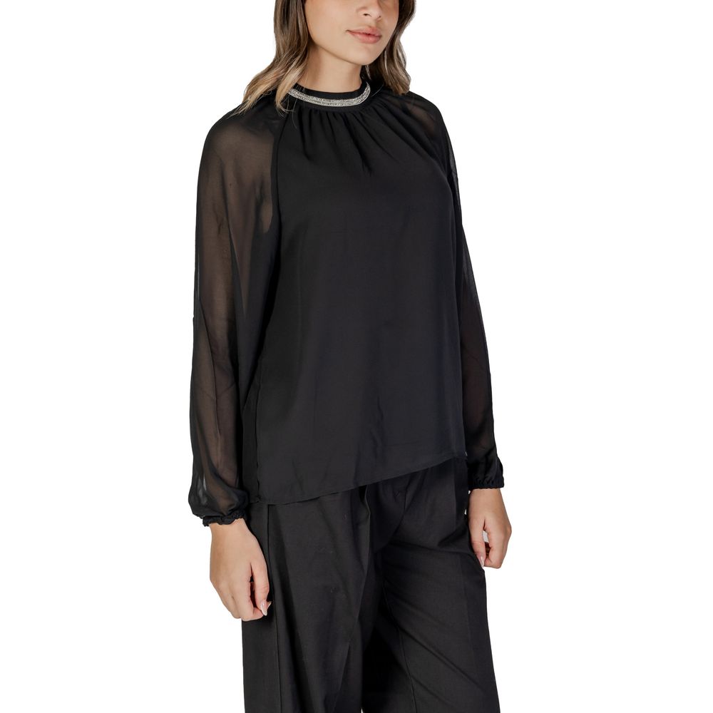 Vila Clothes Black Recycled Polyester Tops & T-Shirt