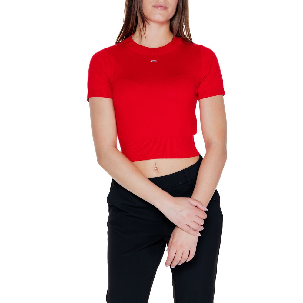 Tommy Hilfiger Jeans Red Organic Cotton Tops & T-Shirt