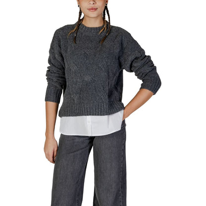 Jacqueline De Yong Gray Recycled Polyester Sweater