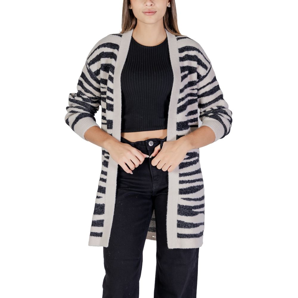 Jacqueline De Yong Gray Nylon Cardigan