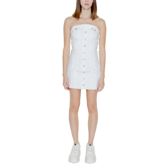 Tommy Hilfiger Jeans White Cotton Rigenerato Dress