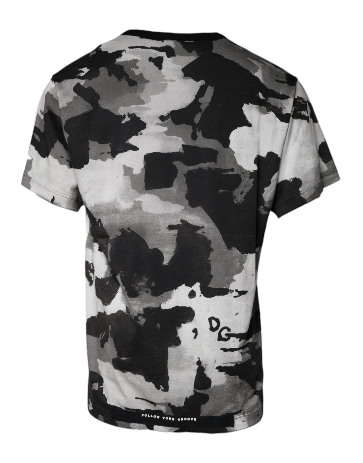 Dolce & Gabbana White Camouflage Cotton Round Neck T-shirt