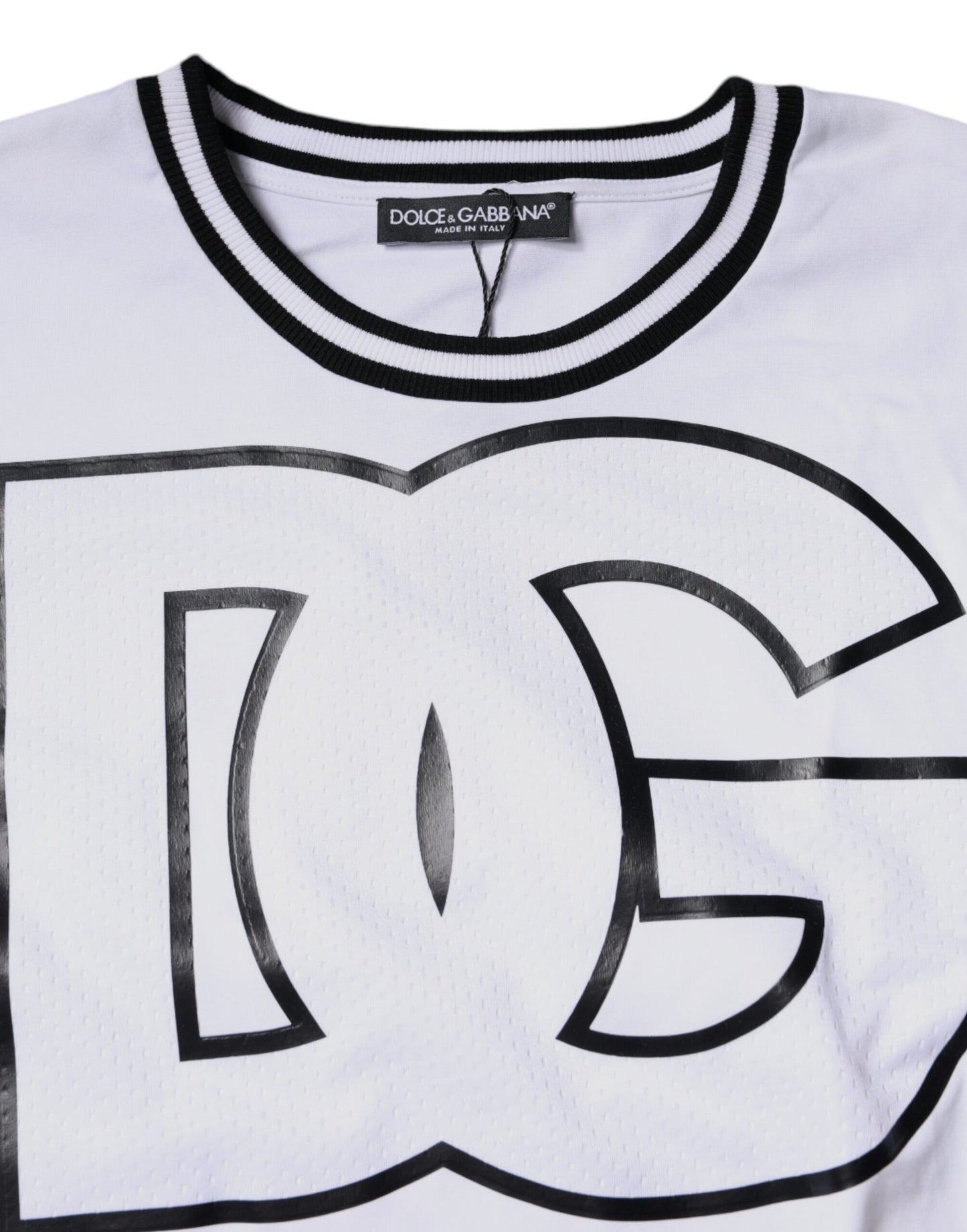 Dolce & Gabbana White Logo Print Crew Neck T-shirt