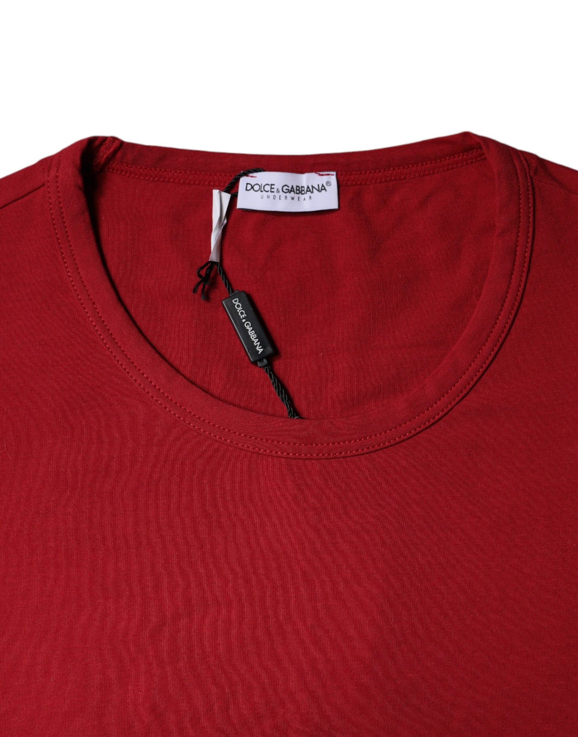 Dolce & Gabbana Red Cotton Round Neck Short Sleeve T-shirt