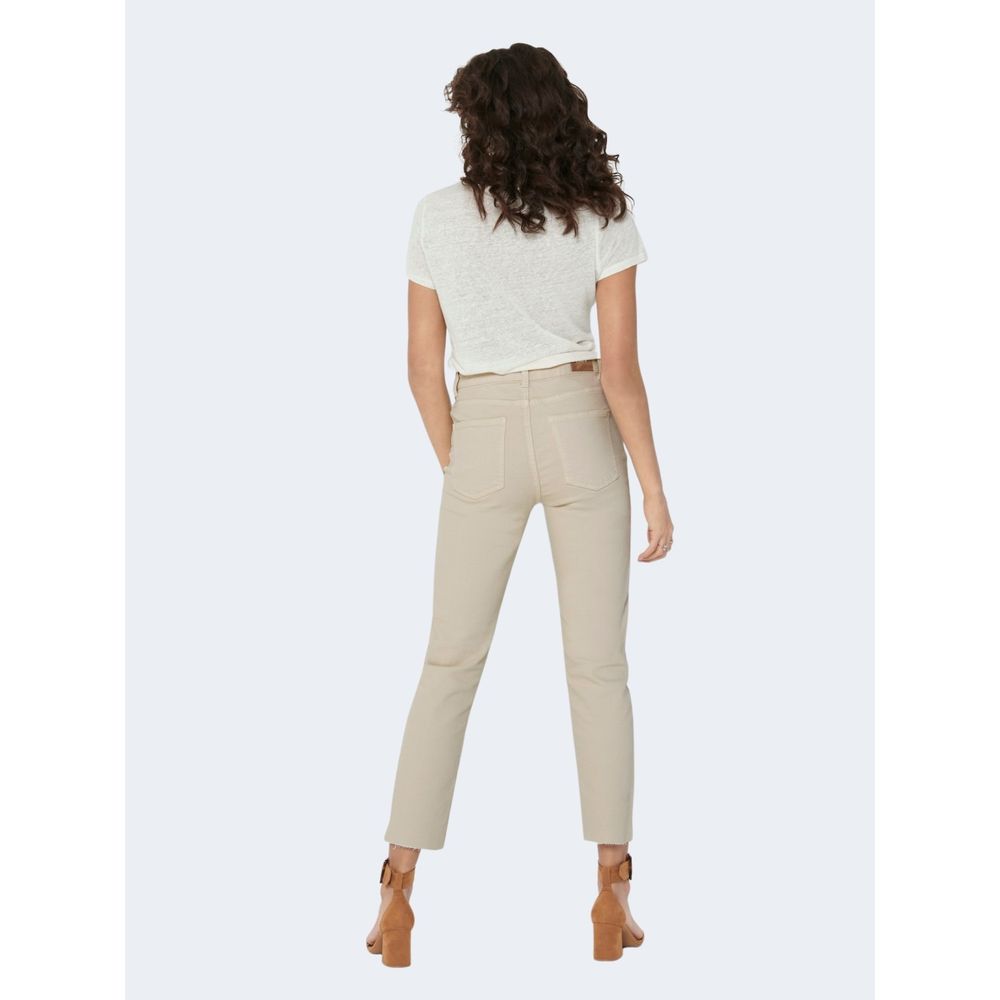 Only Beige Cotton Jeans & Pant