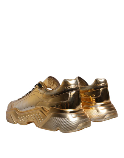 Dolce & Gabbana Gold Leather Daymaster Low Top Sneakers Shoes