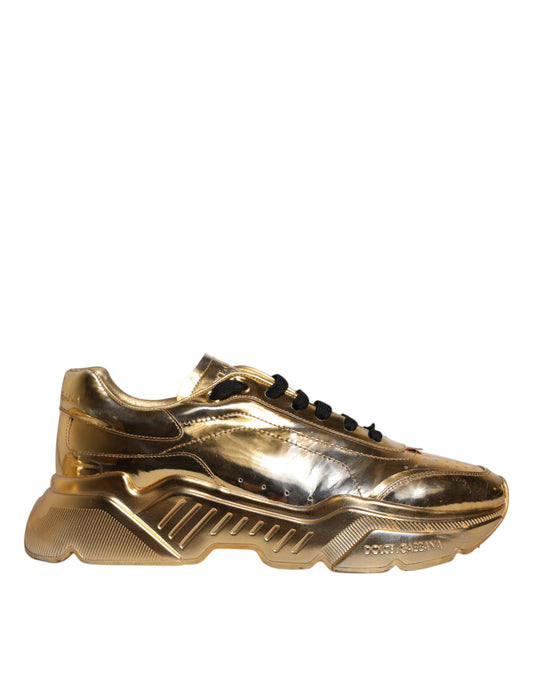 Dolce & Gabbana Gold Leather Daymaster Low Top Sneakers Shoes