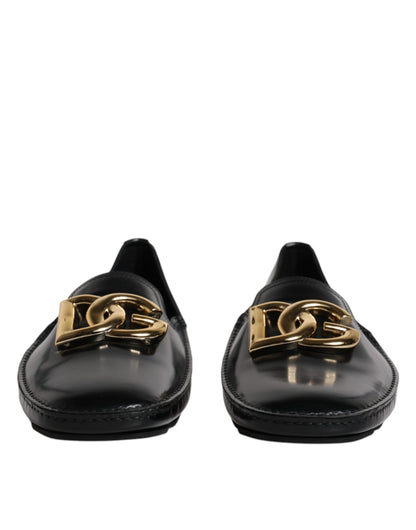 Dolce & Gabbana Black Leather DG Logo Loafer Men Dress Shoes