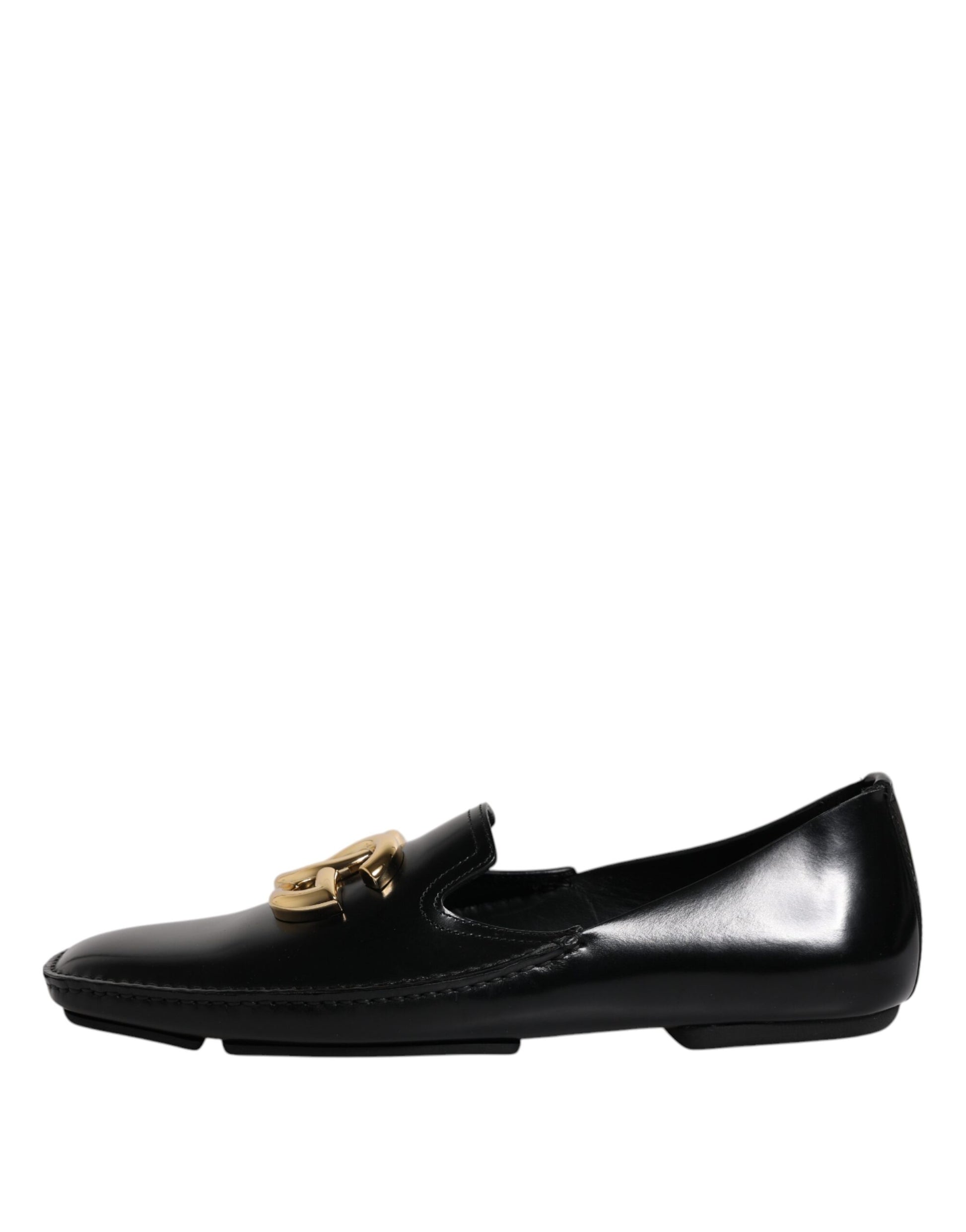 Dolce & Gabbana Black Leather DG Logo Loafer Men Dress Shoes