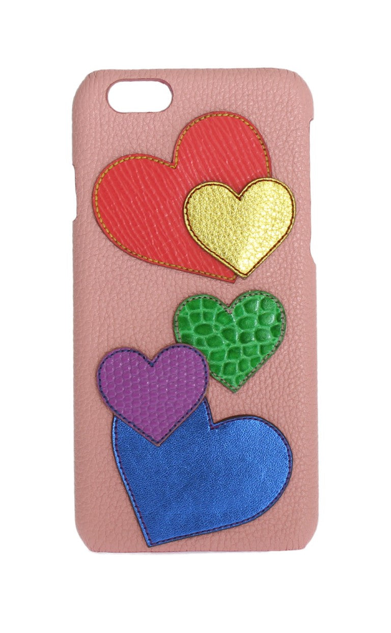 Dolce & Gabbana Chic Pink Leather Heart-Embellished Phone Cover Dolce & Gabbana