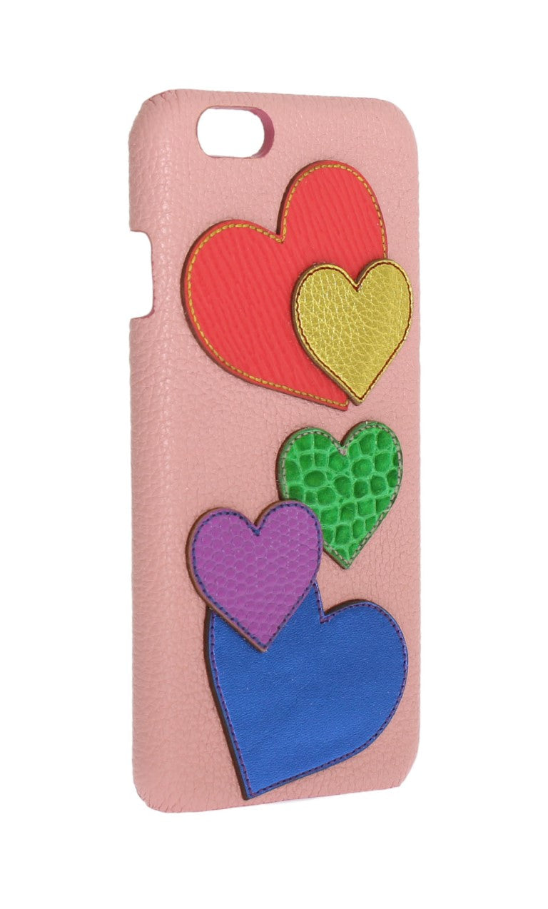 Dolce & Gabbana Chic Pink Leather Heart-Embellished Phone Cover Dolce & Gabbana