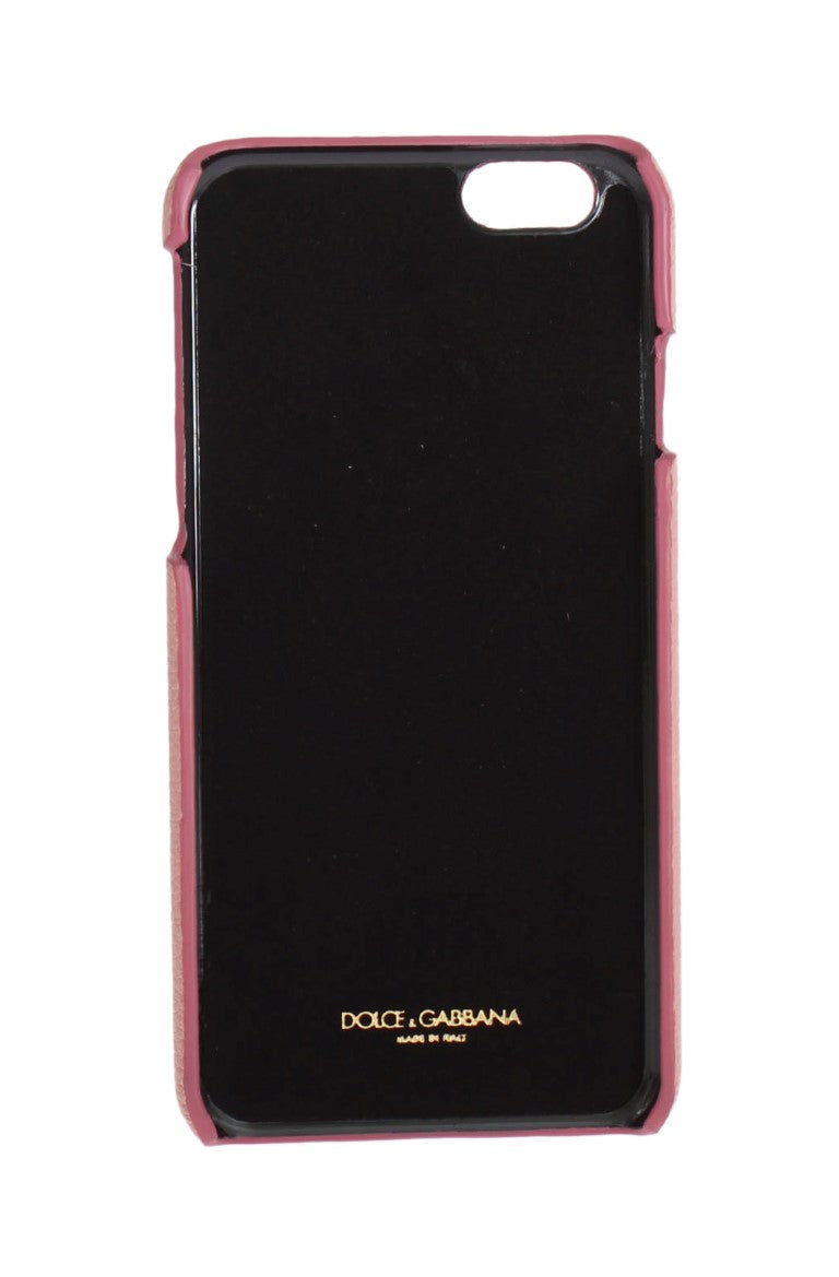 Dolce & Gabbana Chic Pink Leather Heart-Embellished Phone Cover Dolce & Gabbana