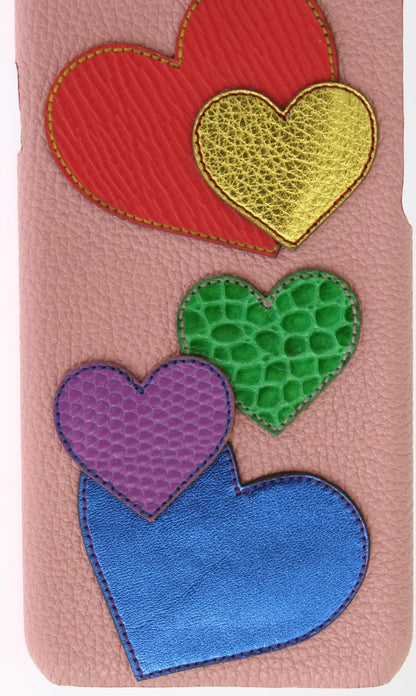 Dolce & Gabbana Chic Pink Leather Heart-Embellished Phone Cover Dolce & Gabbana