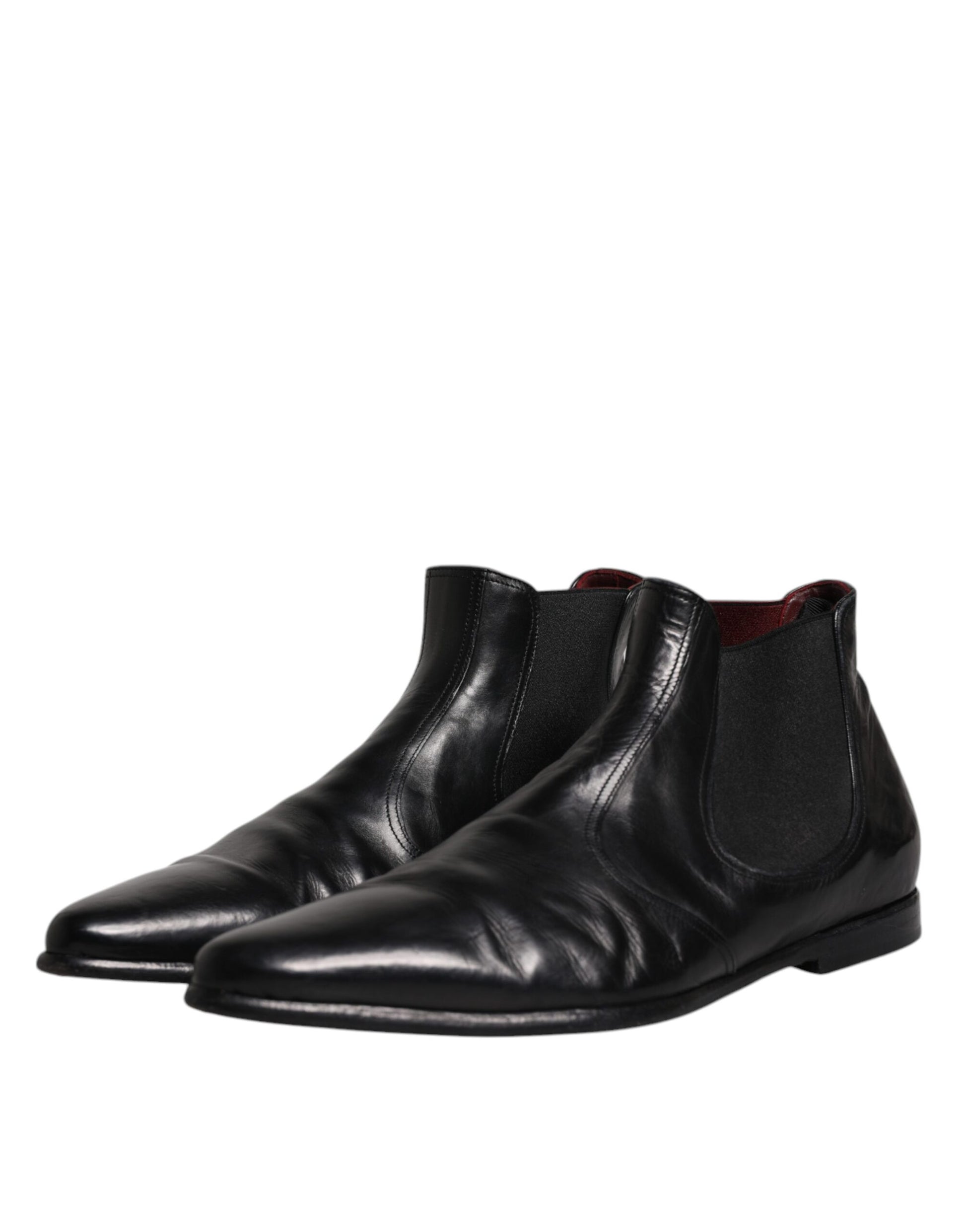 Dolce & Gabbana Black Leather Chelsea Men Ankle Boots Shoes