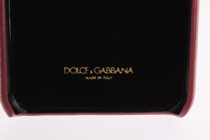 Dolce & Gabbana Chic Pink Leather Crystal iPhone Case Dolce & Gabbana