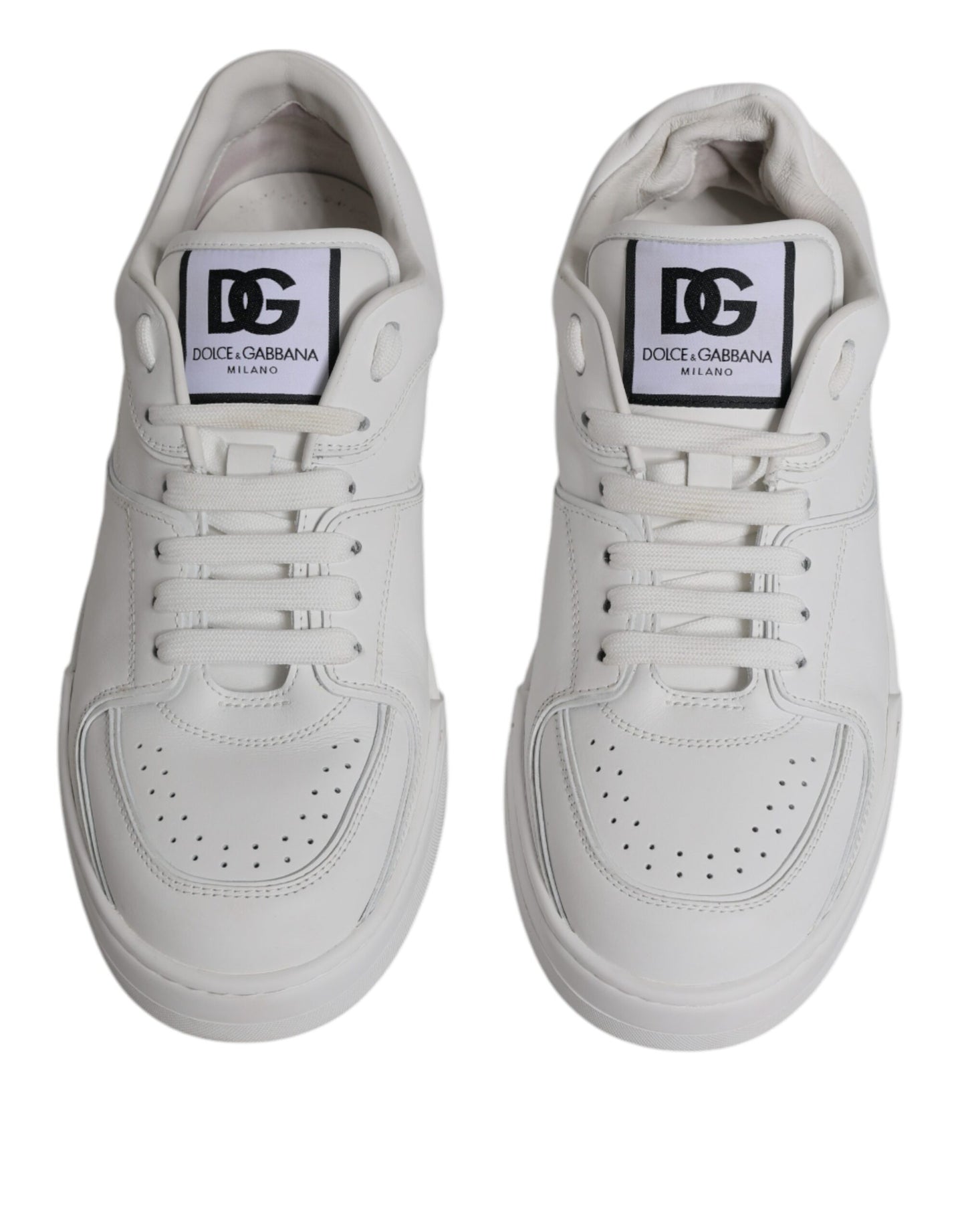 Dolce & Gabbana White Miami Leather Low Top Sneakers Shoes