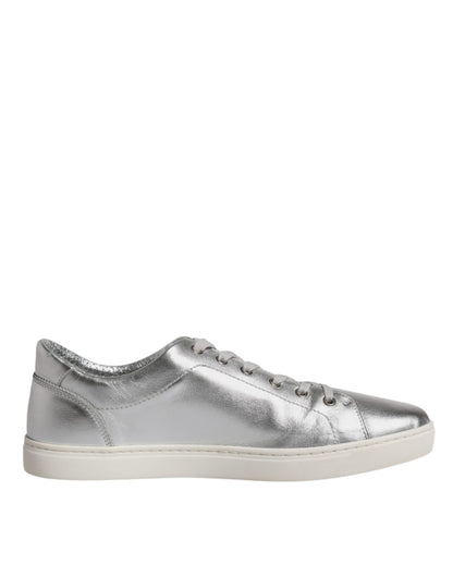 Dolce & Gabbana Silver London Low Top Leather Sneakers Shoes