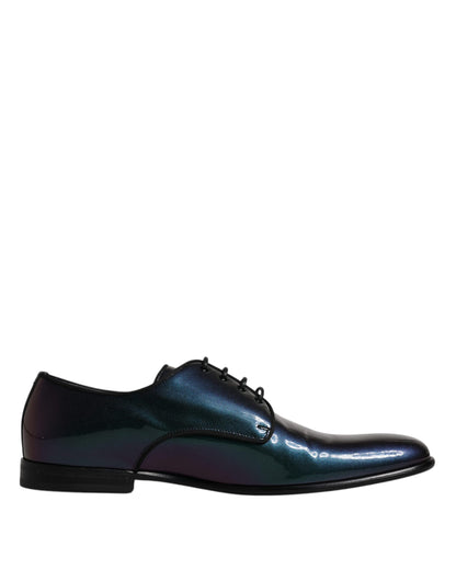 Dolce & Gabbana Peacock Patent Leather Derby Men Dress Shoes