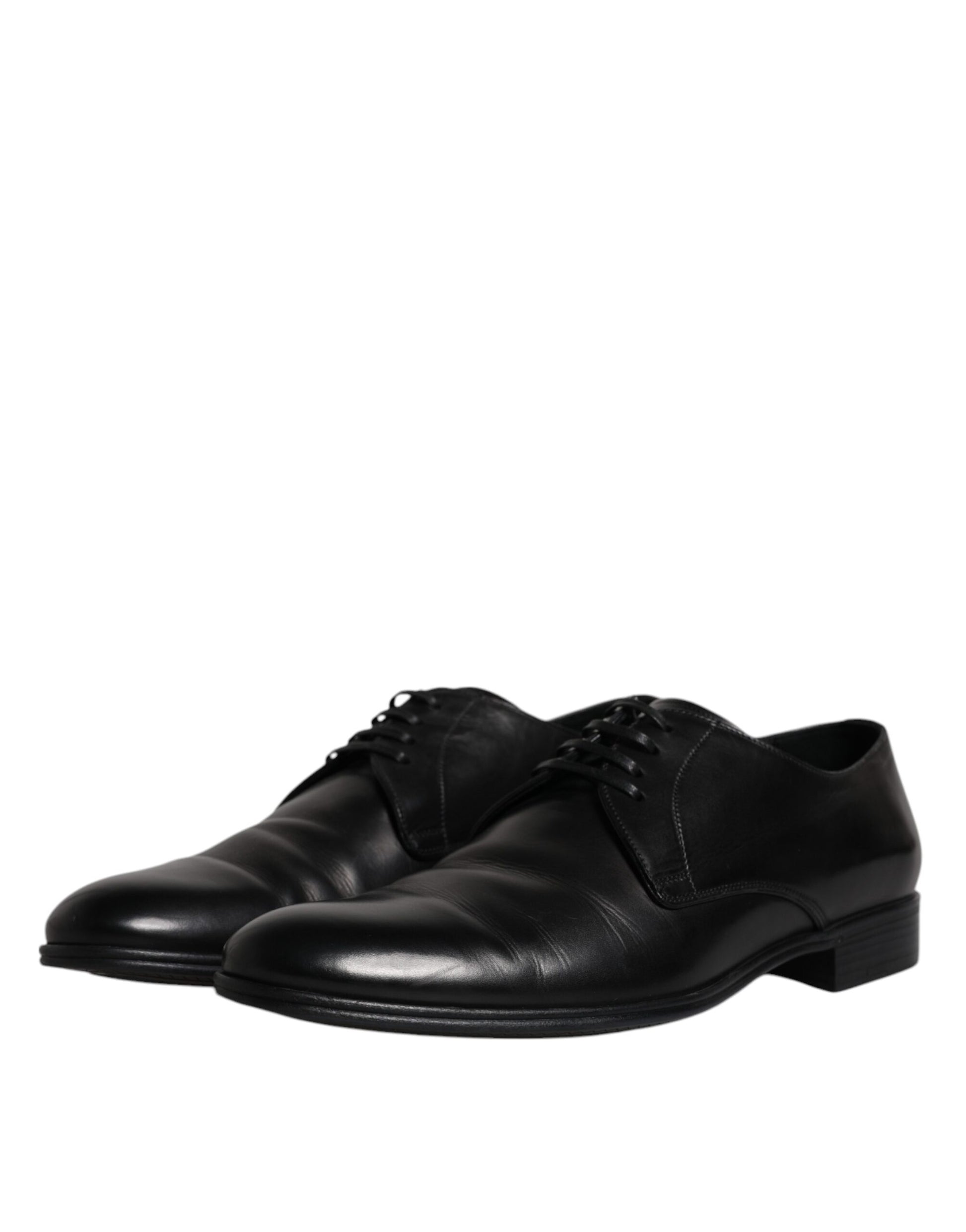 Dolce & Gabbana Black Leather Lace Up Men Derby Formal Shoes