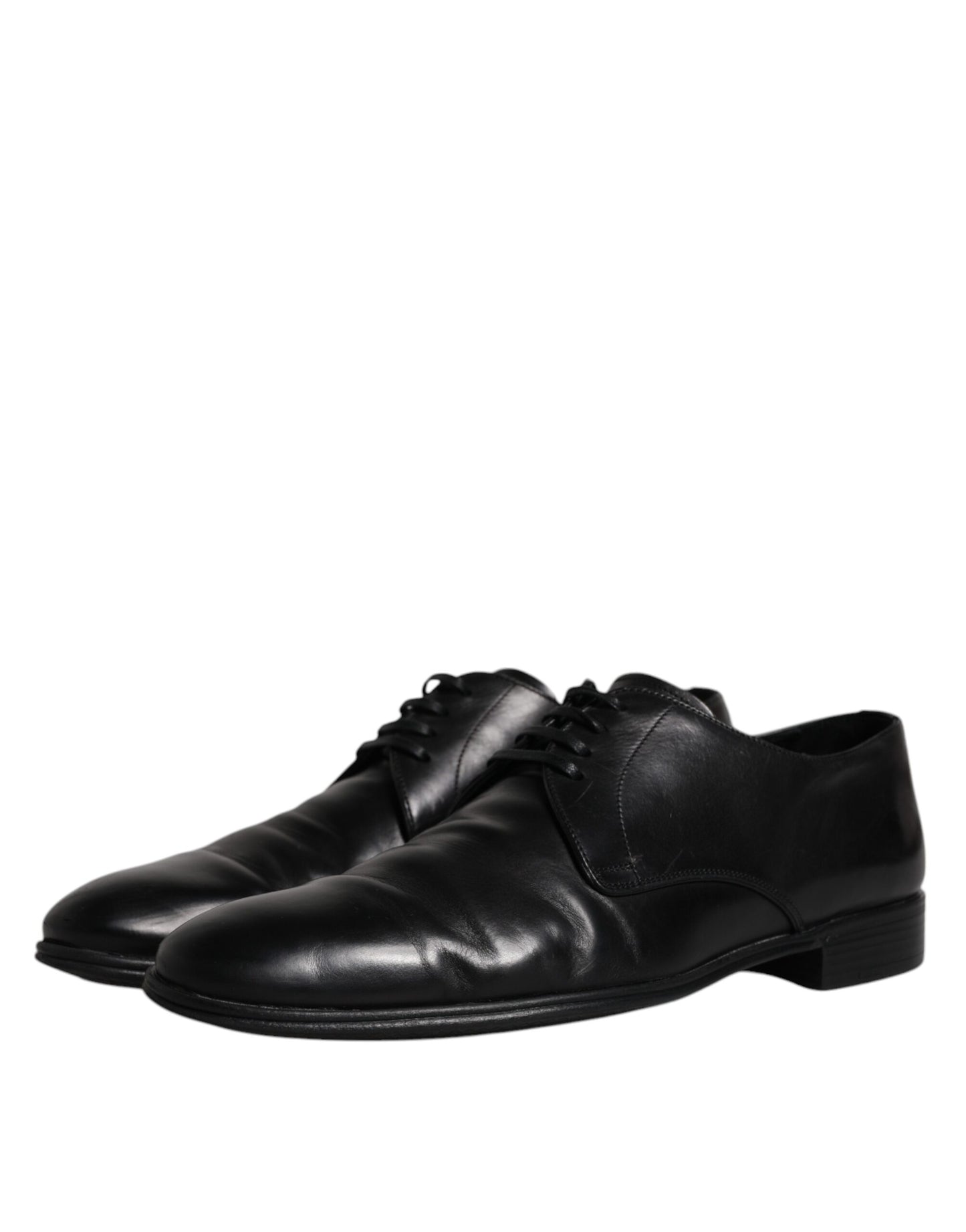 Dolce & Gabbana Black Leather Lace Up Men Derby Formal Shoes