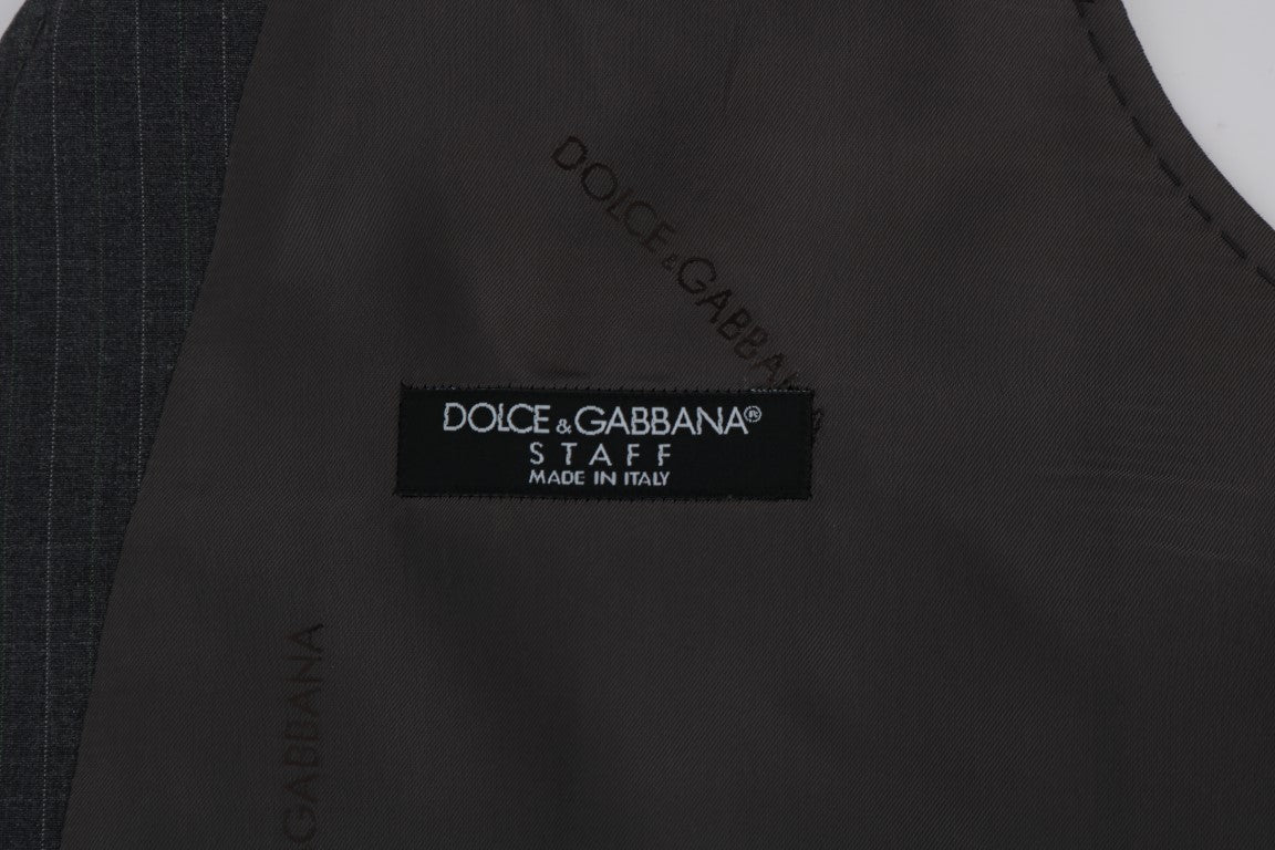 Dolce & Gabbana Elegant Striped Gray Waistcoat Vest Dolce & Gabbana