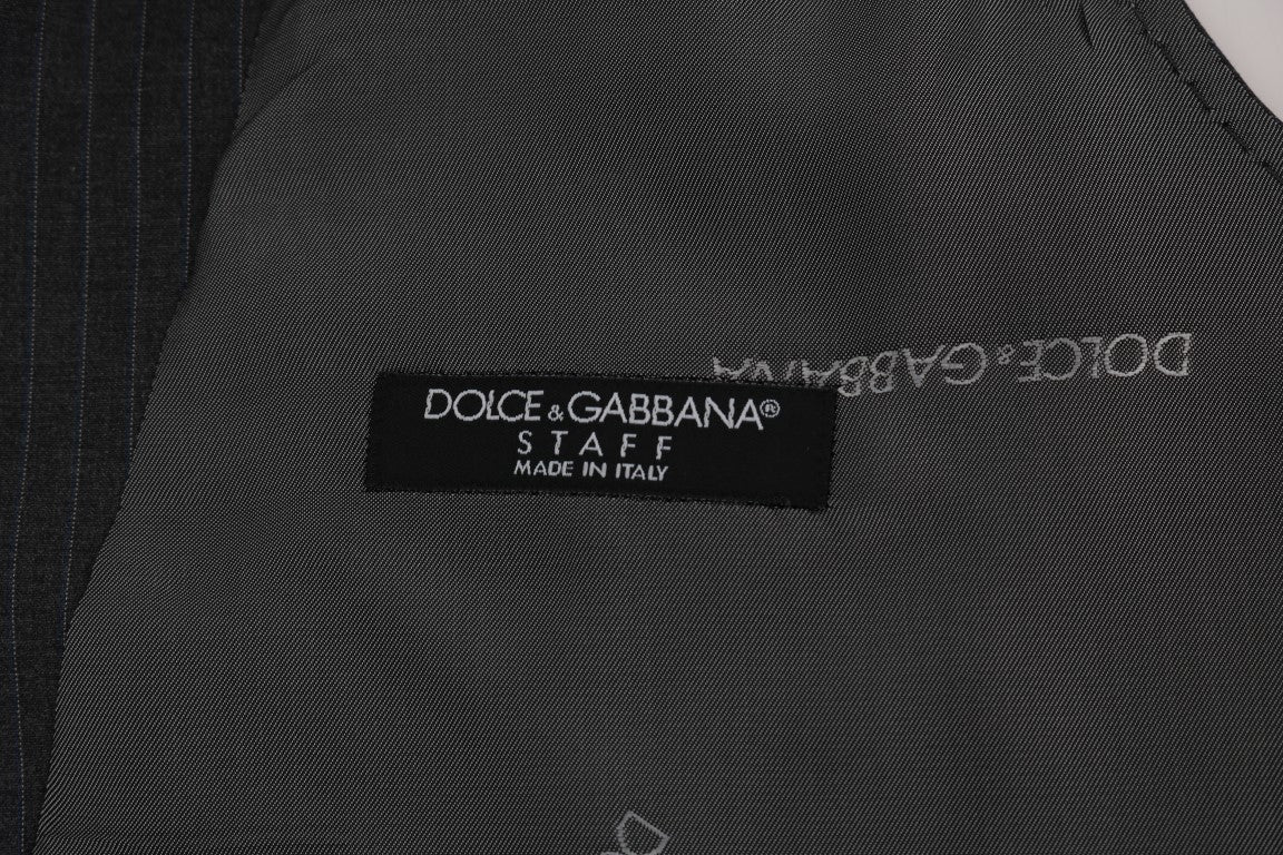 Dolce & Gabbana Elegant Gray Striped Waistcoat Vest Dolce & Gabbana