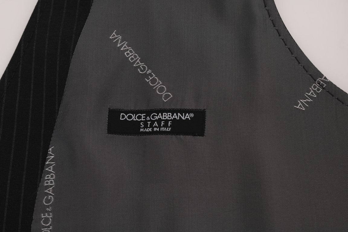 Dolce &amp; Gabbana মার্জিত ডোরাকাটা ধূসর ওয়েস্টকোট ন্যস্ত করা