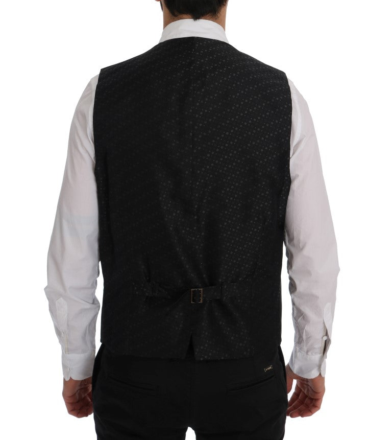 Dolce & Gabbana Elegant Gray Striped Men's Waistcoat Vest Dolce & Gabbana