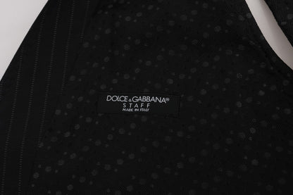 Dolce & Gabbana Elegant Gray Striped Men's Waistcoat Vest Dolce & Gabbana