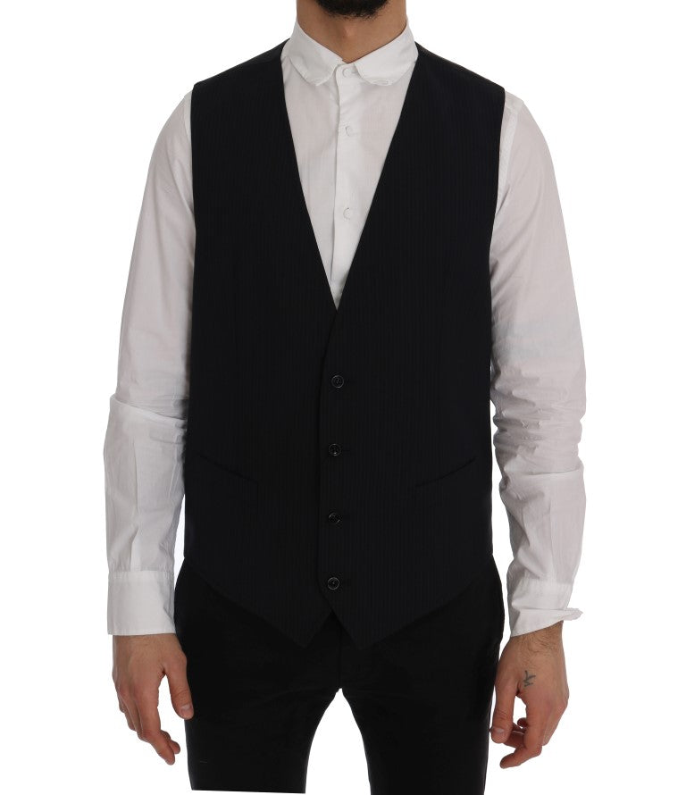 Dolce & Gabbana Sleek Striped Wool Blend Waistcoat Vest Dolce & Gabbana