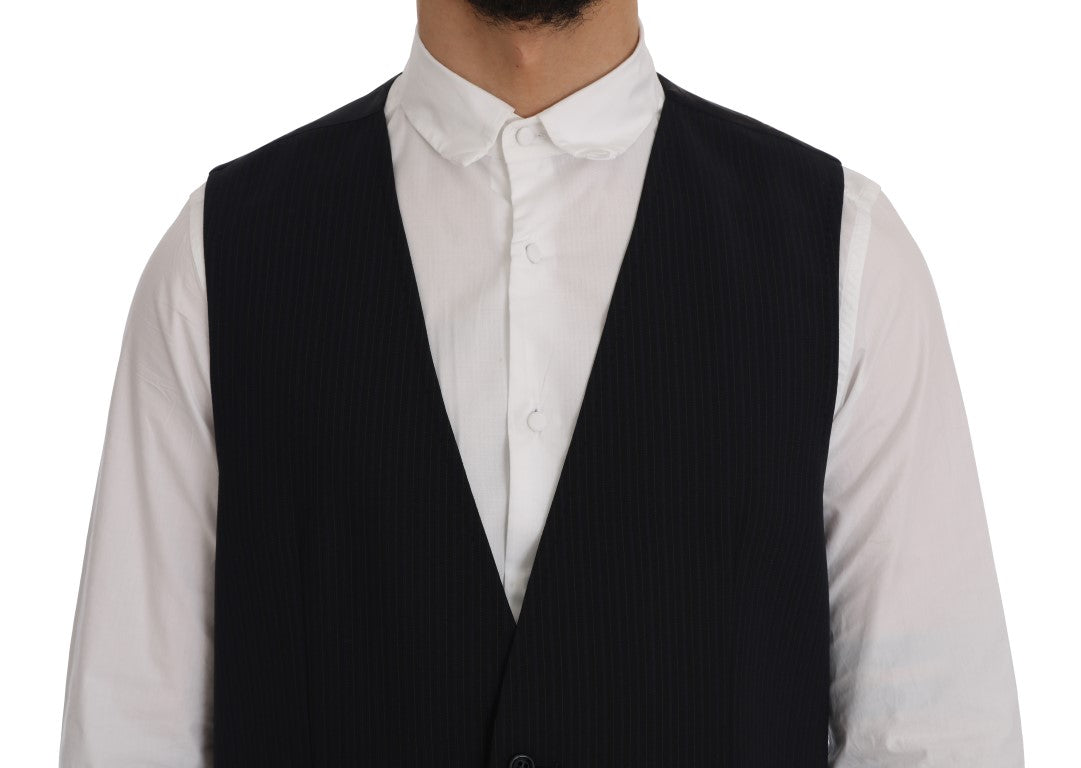 Dolce & Gabbana Sleek Striped Wool Blend Waistcoat Vest Dolce & Gabbana