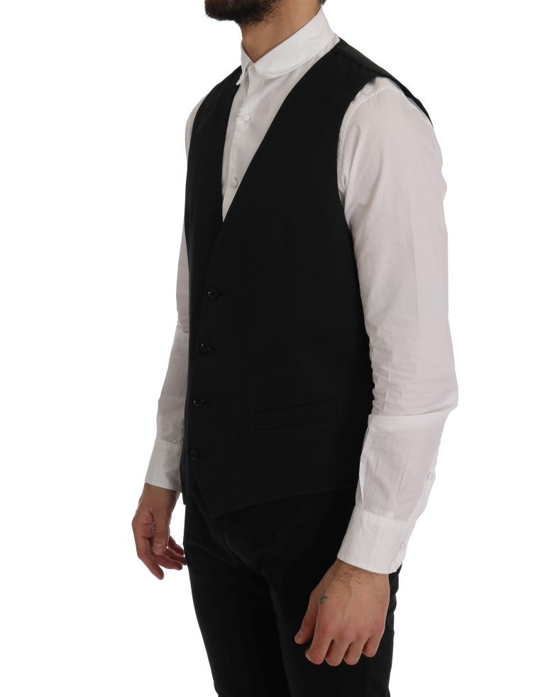 Dolce & Gabbana Sleek Black Single-Breasted Waistcoat Dolce & Gabbana