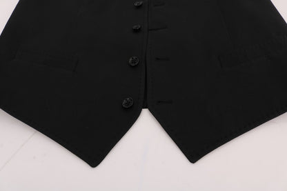 Dolce & Gabbana Sleek Black Single-Breasted Waistcoat Dolce & Gabbana