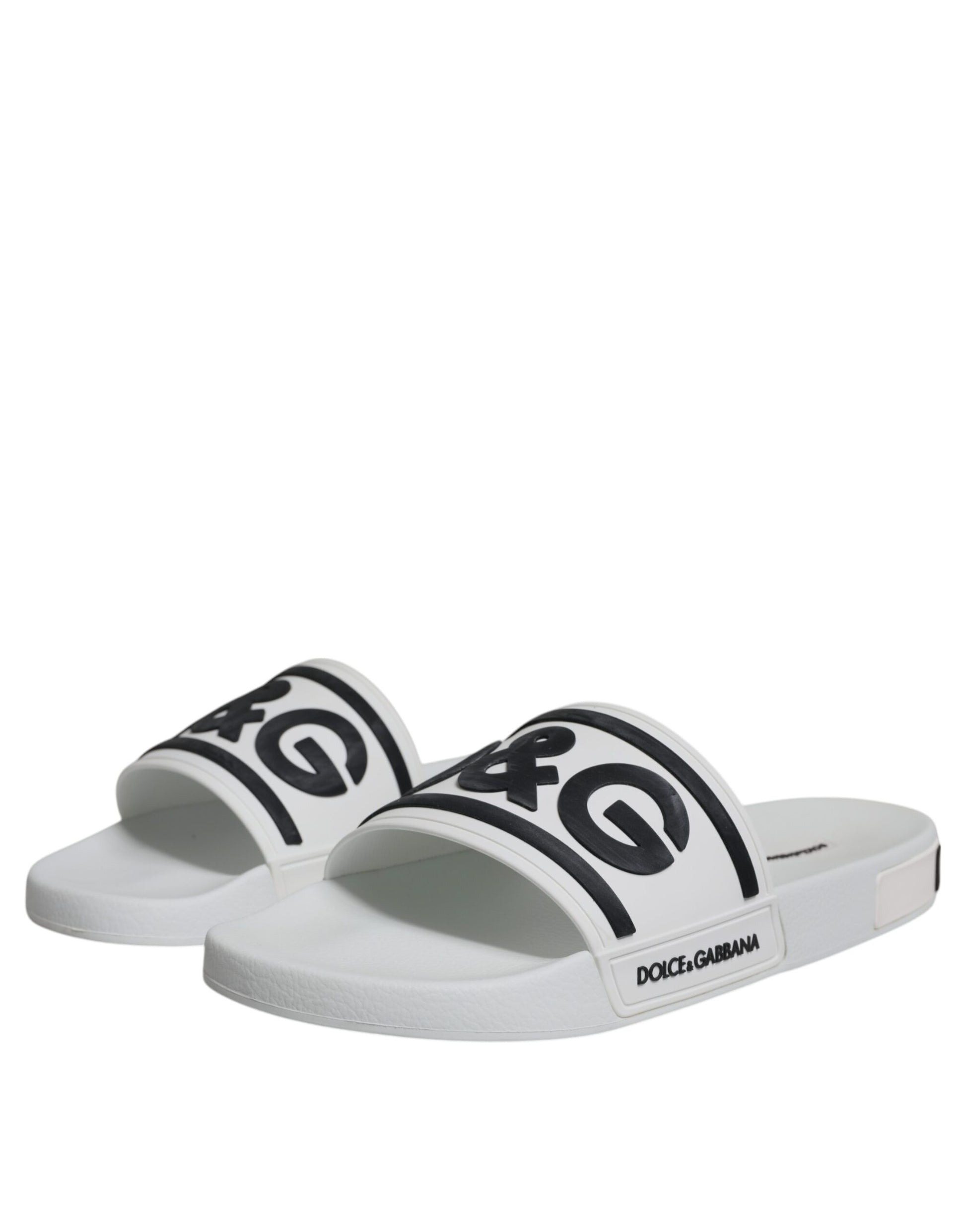 Dolce & Gabbana White Black Sandals Rubber Beachwear Shoes