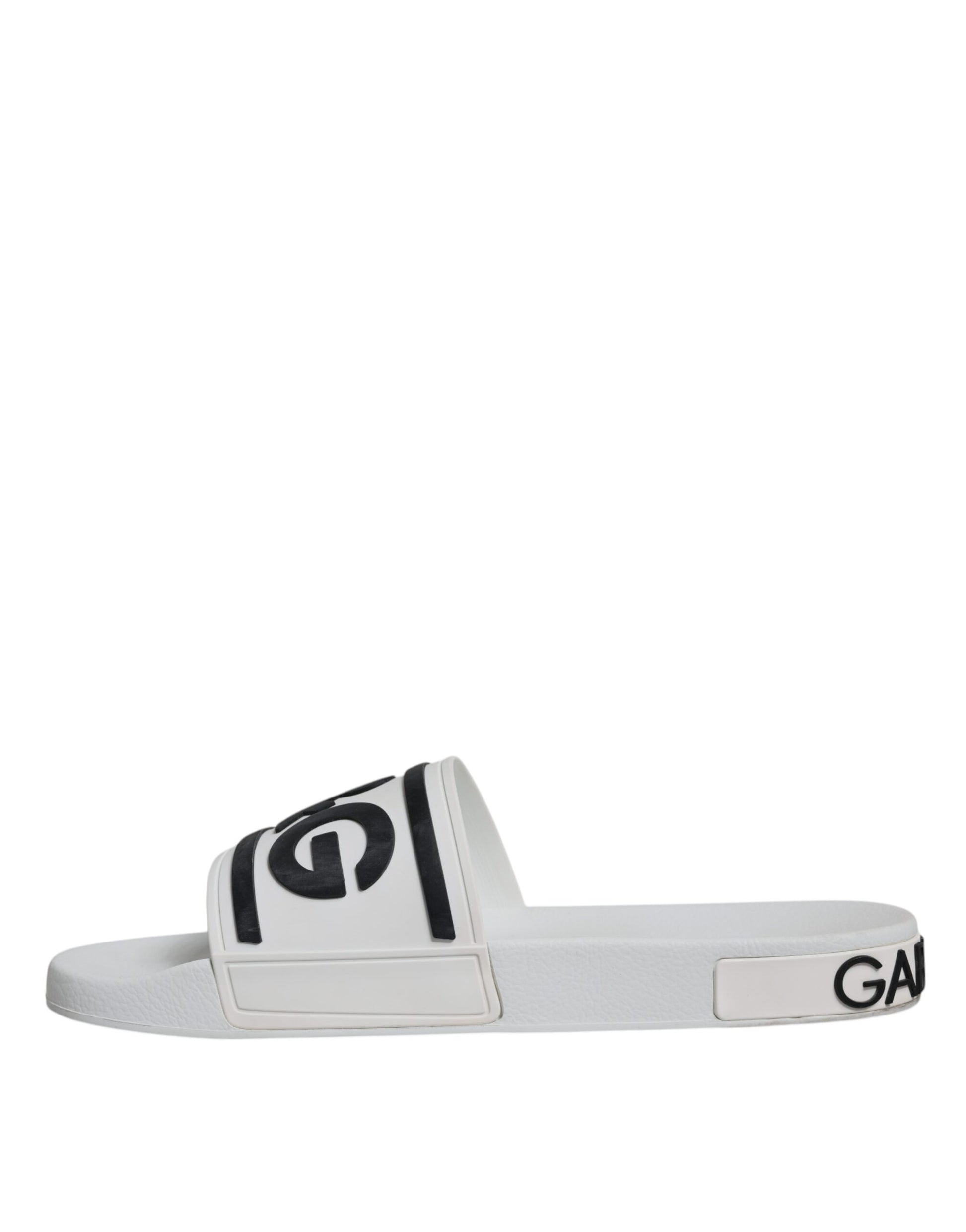 Dolce & Gabbana White Black Sandals Rubber Beachwear Shoes